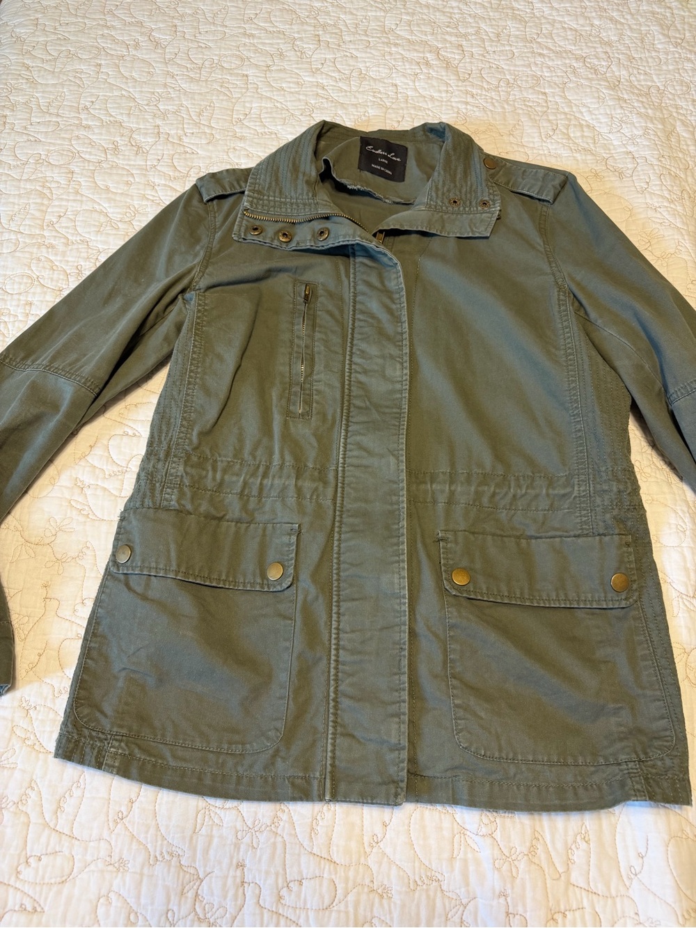 Olive Utility Jacket with Multiple Pockets - Picture 5 of 11
